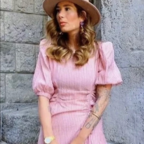 Zara Dresses Zara Pink Draped Midi Dress Poshmark